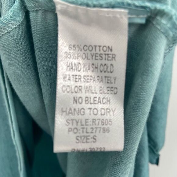 UMGEE Oversized Washed V-Neck Tee Chest Pocket Dress in Peacock Green Small - Picture 9 of 9